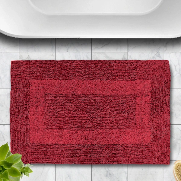 Luxe Home International Luxe Home Bath Mat 3200 GSM Cotton Super Soft Absorbent Paris Mat, Hotel Bath Mat for Bathroom, Kitchen, Doormat, Floor mat ( Maroon , 40 Cm x 60 Cm , Pack of 1 ) - 40x60 cm, Maroon