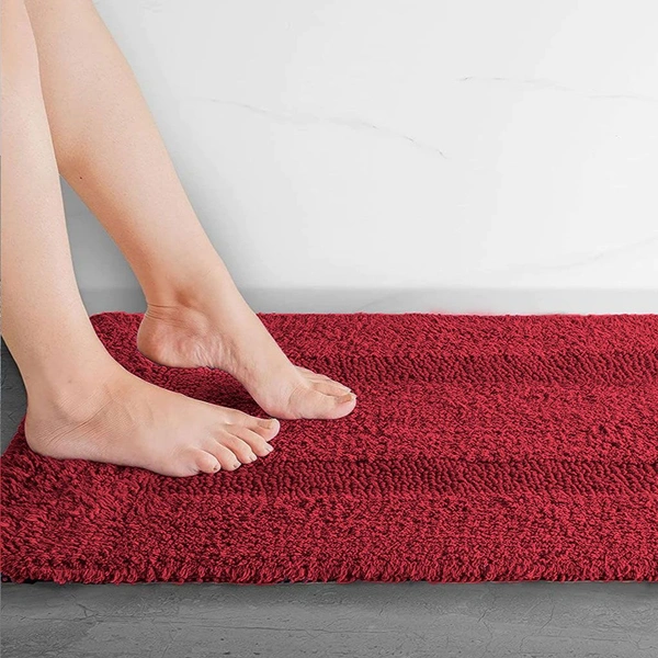 Luxe Home International Luxe Home Bath Mat 3200 GSM Cotton Super Soft Absorbent Paris Mat, Hotel Bath Mat for Bathroom, Kitchen, Doormat, Floor mat ( Maroon , 40 Cm x 60 Cm , Pack of 1 ) - 40x60 cm, Maroon