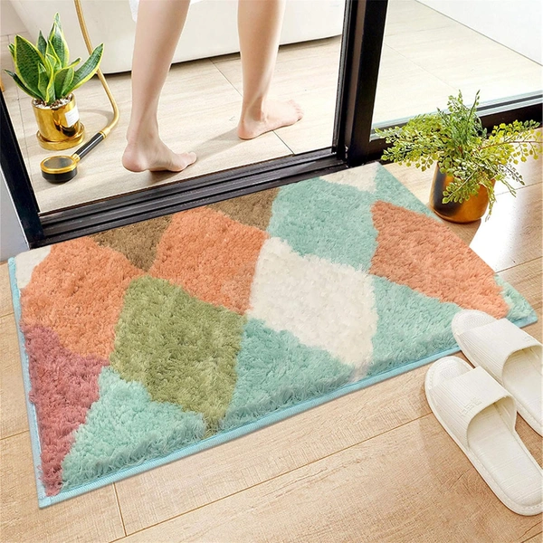 Luxe Home International Luxe Home Bath Mat Canada Diamond Super Soft Anti Skid Slip Water Soak Washable Door Mats for Home, Bathroom Mat, Floor Mat, Kitchen Mat for Floor (40x60 cm) Rust - 40x60 cm, Rust