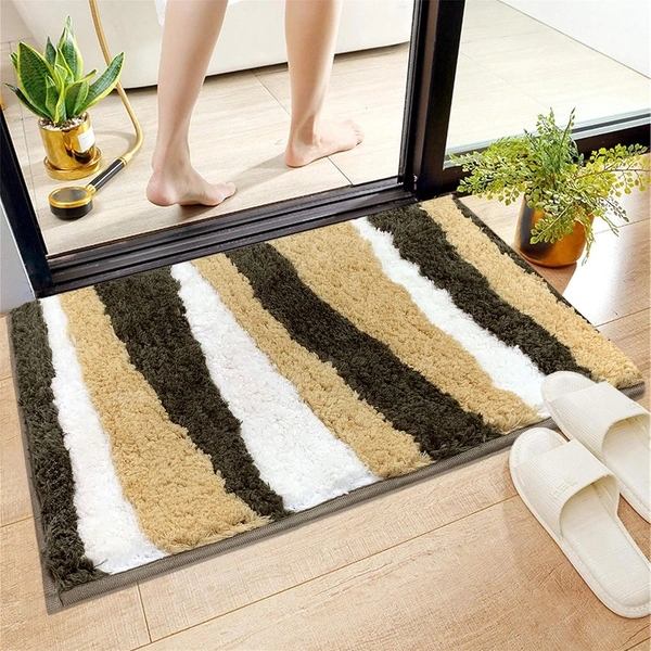 Luxe Home International Luxe Home Bath Mat Canada Stripes Super Soft Anti Skid Slip Water Soak Washable Door Mats for Home, Bathroom Mat, Floor Mat, Kitchen Mat for Floor (40x60 cm) Gold - 40x60 cm, Gold