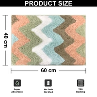 Luxe Home International Luxe Home Bath Mat Canada Zigzag Super Soft Anti Skid Slip Water Soak Washable Door Mats for Home, Bathroom Mat, Floor Mat, Kitchen Mat for Floor (40x60 cm) Rust - 40x60 cm, Rust