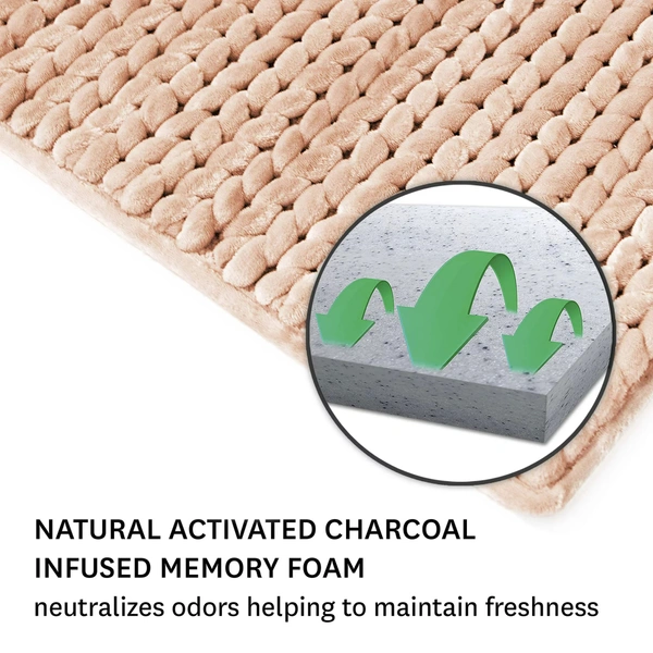 Luxe Home International Luxe Home Bath Mat Super Soft Anti Slip Washable Braided Memory Foam Mat for Bathroom, Kitchen, Baby ( 17"x25", Rust, Pack of 1 ) - Rust