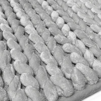 Luxe Home International Bath Mat Super Soft Anti Slip Washable Braided Memory Foam Mat for Bathroom, Kitchen, Baby ( 17"x25", Silver, Pack of 1 ) - Silver