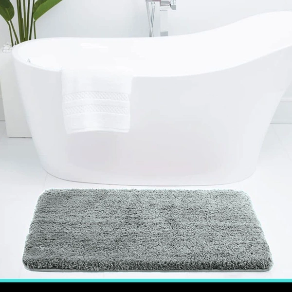 Luxe Home International Luxe Home Bathmat 2800 GSM Microfiber Anti Slip Water Absorbent Machine Washable and Quick Dry Vegas Mats for Bathroom, Kitchen, Entrance ( Silver , 45x75 Cm , Pack of 1 ) - 45x75 cm, Silver
