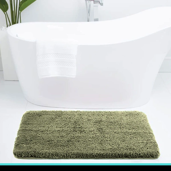 Luxe Home International Luxe Home Bathmat 2800 GSM Microfiber Anti Slip Water Absorbent Machine Washable and Quick Dry Vegas Mats for Bathroom, Kitchen, Entrance ( Green , 45x75 Cm , Pack of 1 ) - 45x75 cm, Green