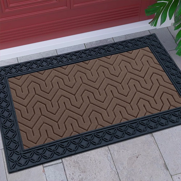 Luxe Home International Luxe Home Block Rubber Coir Door Mat Anti Slip Doormat for Indoor and Outdoor (Brown, 45cm x 75cm) - 45x75 cm, Brown