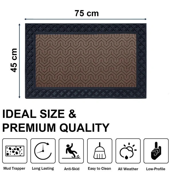 Luxe Home International Luxe Home Block Rubber Coir Door Mat Anti Slip Doormat for Indoor and Outdoor (Brown, 45cm x 75cm) - 45x75 cm, Brown