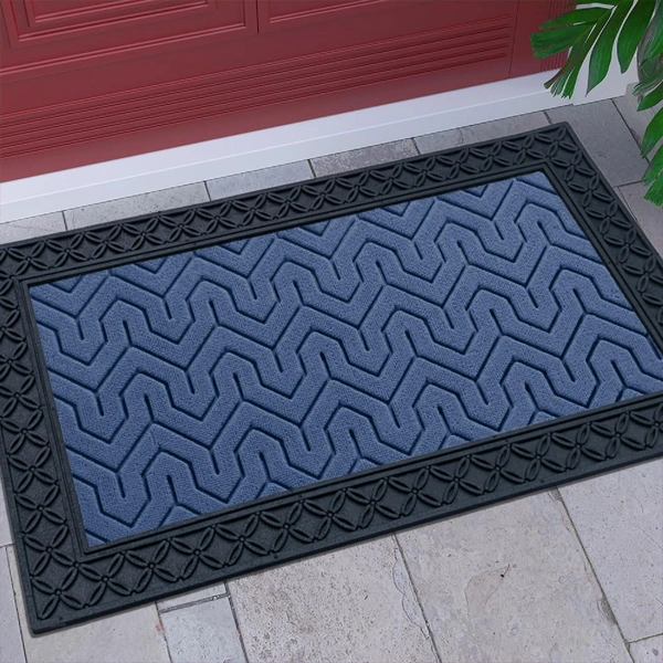 Luxe Home International Luxe Home Block Rubber Coir Door Mat Anti Slip Doormat for Indoor and Outdoor (Blue, 45cm x 75cm) - 45x75 cm, Blue