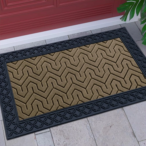 Luxe Home International Luxe Home Block Rubber Coir Door Mat Anti Slip Doormat for Indoor and Outdoor (Yellow, 45cm x 75cm) - 45x75 cm, Yellow