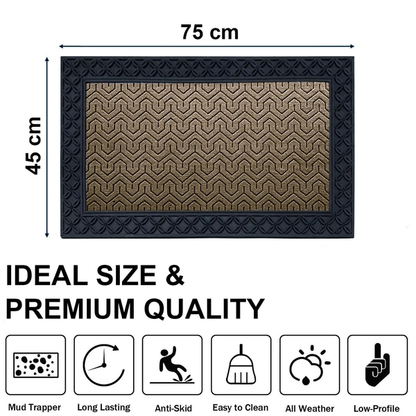 Luxe Home International Luxe Home Block Rubber Coir Door Mat Anti Slip Doormat for Indoor and Outdoor (Yellow, 45cm x 75cm) - 45x75 cm, Yellow