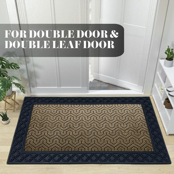 Luxe Home International Luxe Home Block Rubber Coir Door Mat Anti Slip Doormat for Indoor and Outdoor (Yellow, 45cm x 75cm) - 45x75 cm, Yellow