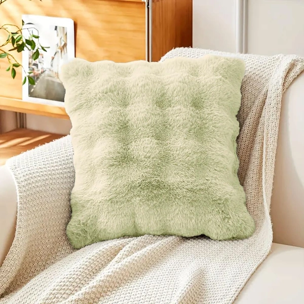 Luxe Home International Luxe Home Bubble Premium Rabbit Fur Cushion Cover 16x16 Inch - Pack of 1, Super Soft Solid Square Pillow Covers for Sofa, Home or Living Room - (Lime, 40x40 cm) - Cushion Covers (Pack of 1), Lime