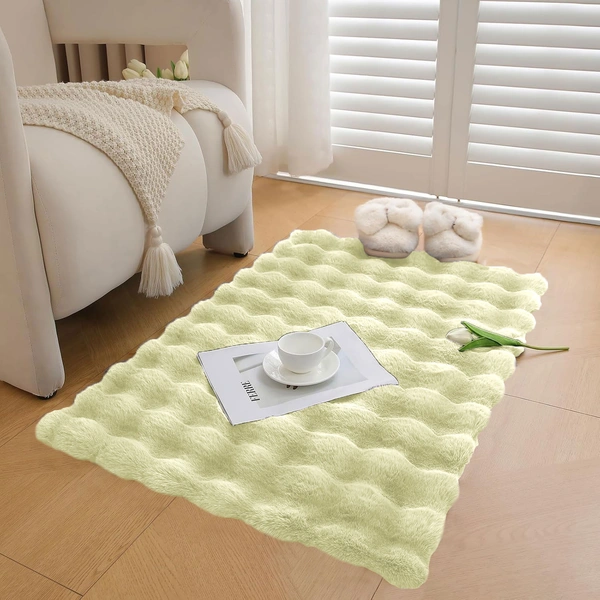 Luxe Home International Bubble Rabbit Fur Carpet Super Soft , Washable, Anti Skid Carpets for Home, Bedroom, Livingroom - ( 3x5 Feet, Gold ) - 3x5 Ft, Gold