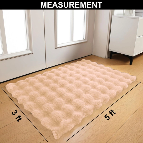 Luxe Home International Luxe Home Bubble Rabbit Fur Carpet Super Soft , Washable, Anti Skid Carpets for Home, Bedroom, Livingroom - ( 3x5 Feet, Peach ) - 4x5 Feet, Peach