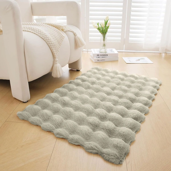 Luxe Home International Luxe Home Bubble Rabbit Fur Carpet Super Soft , Washable, Anti Skid Carpets for Home, Bedroom, Livingroom - ( 3x5 Feet, Taupe ) - 4x5 Feet, Taupe