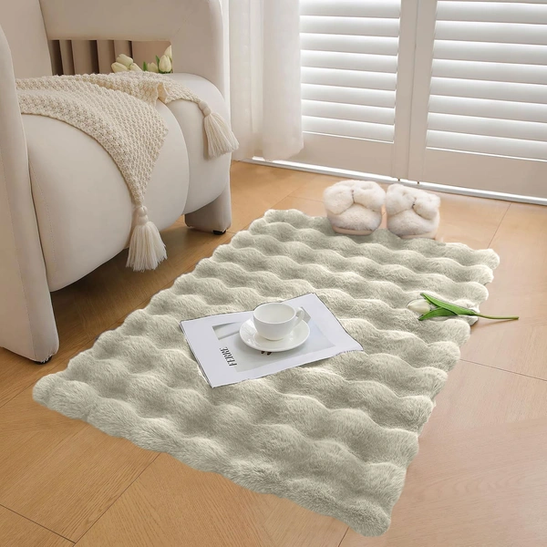 Luxe Home International Luxe Home Bubble Rabbit Fur Carpet Super Soft , Washable, Anti Skid Carpets for Home, Bedroom, Livingroom - ( 3x5 Feet, Taupe ) - 4x5 Feet, Taupe