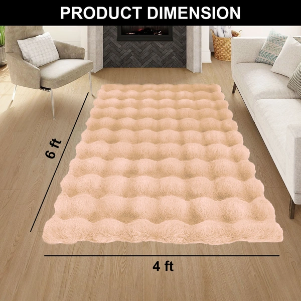Luxe Home International Luxe Home Bubble Rabbit Fur Carpet Super Soft , Washable, Anti Skid Carpets for Home, Bedroom, Livingroom - ( 4x6 Feet, Peach ) - 4x5 Feet, Peach