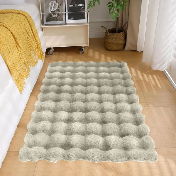 Luxe Home International Luxe Home Bubble Rabbit Fur Carpet Super Soft , Washable, Anti Skid Carpets for Home, Bedroom, Livingroom - ( 4x6 Feet, Taupe ) - 4x5 Feet, Taupe