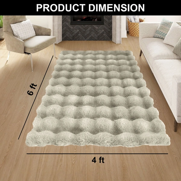 Luxe Home International Luxe Home Bubble Rabbit Fur Carpet Super Soft , Washable, Anti Skid Carpets for Home, Bedroom, Livingroom - ( 4x6 Feet, Taupe ) - 4x5 Feet, Taupe