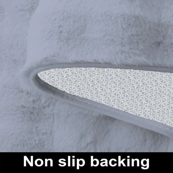 Luxe Home International Luxe Home Bubble Rabbit Fur Floor Runner Super Soft , Washable, Anti Skid Runners for Bedroom - ( 2x5 Feet, silver ) - 2x5 Ft, Silver