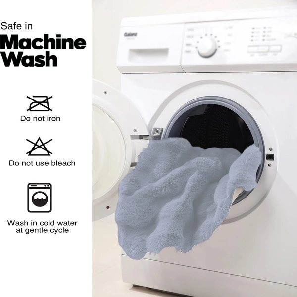 Luxe Home International Luxe Home Bubble Rabbit Fur Floor Runner Super Soft , Washable, Anti Skid Runners for Bedroom - ( 2x5 Feet, silver ) - 2x5 Ft, Silver