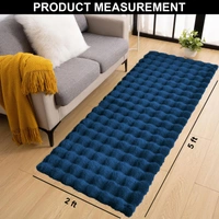 Luxe Home International Bubble Rabbit Fur Floor Runner Super Soft , Washable, Anti Skid Runners for Bedroom - ( 2x5 Feet, Teal ) - 2x5 Ft, Teal