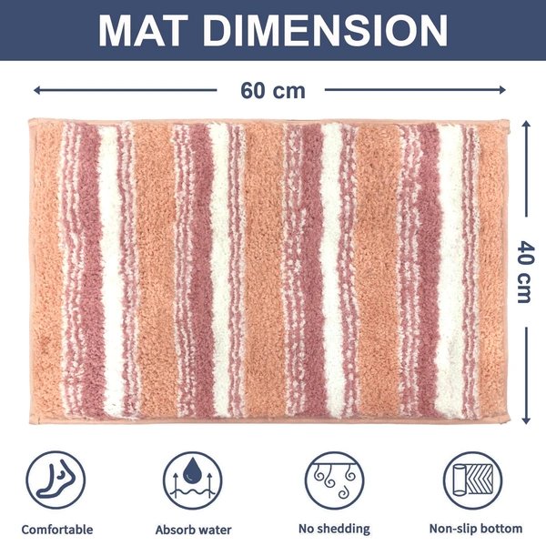 Luxe Home International Luxe Home Capetown Bath Mat (40x60 cm) Super Soft Microfiber, Anti Slip Backing, Washable Bathroom Mat Perfect for Bedroom - Peach - 40x60 cm, Peach