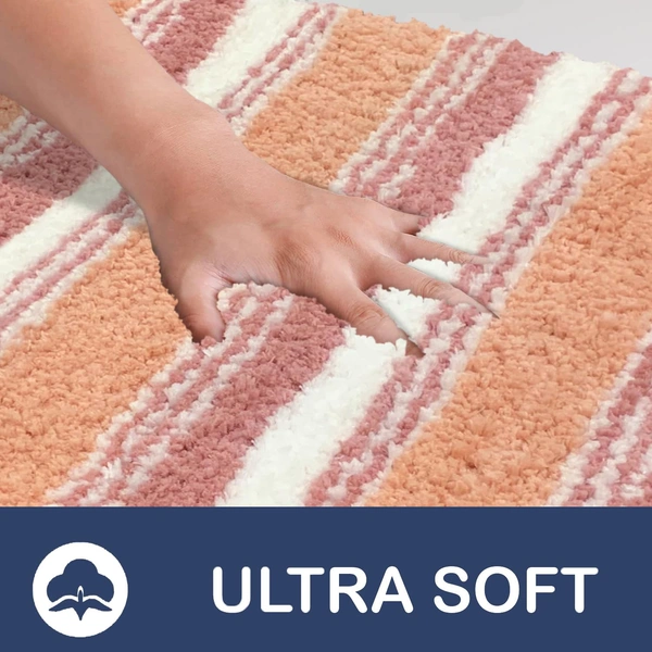 Luxe Home International Luxe Home Capetown Bath Mat (40x60 cm) Super Soft Microfiber, Anti Slip Backing, Washable Bathroom Mat Perfect for Bedroom - Peach - 40x60 cm, Peach