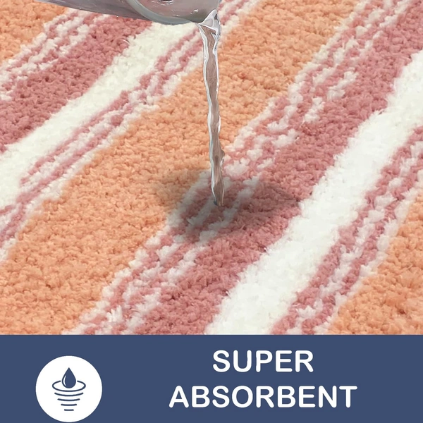 Luxe Home International Luxe Home Capetown Bath Mat (40x60 cm) Super Soft Microfiber, Anti Slip Backing, Washable Bathroom Mat Perfect for Bedroom - Peach - 40x60 cm, Peach