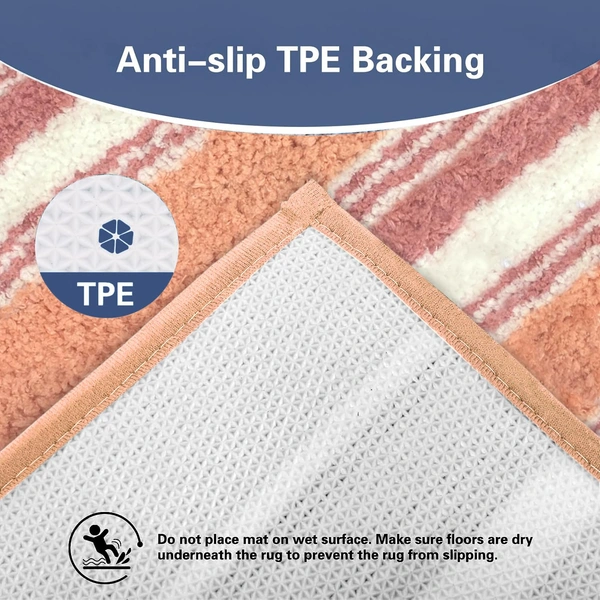 Luxe Home International Luxe Home Capetown Bath Mat (40x60 cm) Super Soft Microfiber, Anti Slip Backing, Washable Bathroom Mat Perfect for Bedroom - Peach - 40x60 cm, Peach