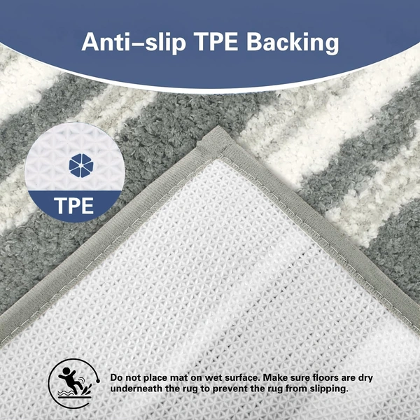 Luxe Home International Luxe Home Capetown Bath Mat (40x60 cm) Super Soft Microfiber, Anti Slip Backing, Washable Bathroom Mat Perfect for Bedroom - Slate - 40x60 cm, Slate