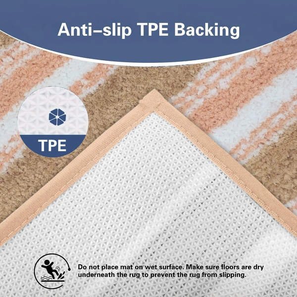 Luxe Home International Luxe Home Capetown Bath Mat (40x60 cm) Super Soft Microfiber, Anti Slip Backing, Washable Bathroom Mat Perfect for Bedroom - Beige - 40x60 cm, Beige