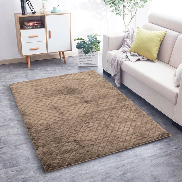 Luxe Home International Luxe Home Carpet Austria Floor Rug Rabbit Fur 1000 GSM Living Room Foot Mats Anti Skid Water Absorbent Easy Machine Washable Rug ( Taupe , 4 Ft x 6 Ft , Pack of 1 ) - 4x6 Ft, Taupe