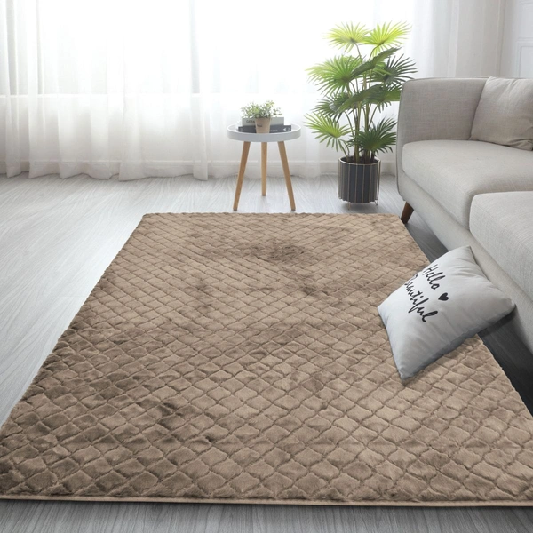 Luxe Home International Luxe Home Carpet Austria Floor Rug Rabbit Fur 1000 GSM Living Room Foot Mats Anti Skid Water Absorbent Easy Machine Washable Rug ( Taupe , 4 Ft x 6 Ft , Pack of 1 ) - 4x6 Ft, Taupe
