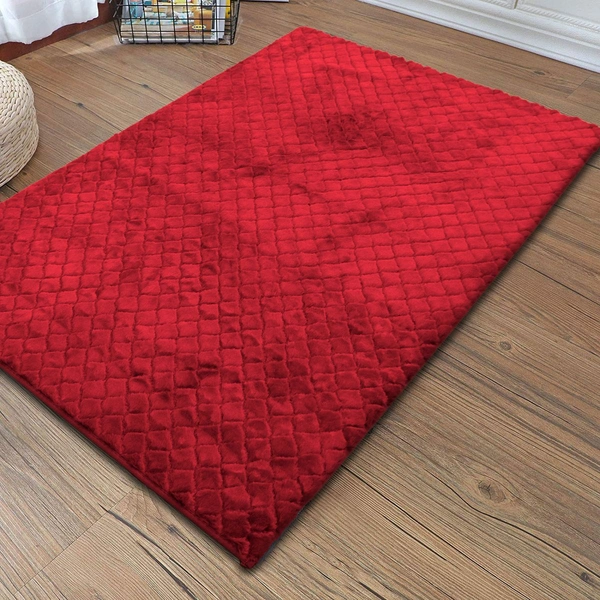 Luxe Home International Luxe Home Carpet Austria Floor Rug Rabbit Fur 1000 GSM Living Room Foot Mats Anti Skid Water Absorbent Easy Machine Washable Rug ( Maroon , 3 Ft x 5 Ft , Pack of 1 ) - 3x5 Ft, Maroon