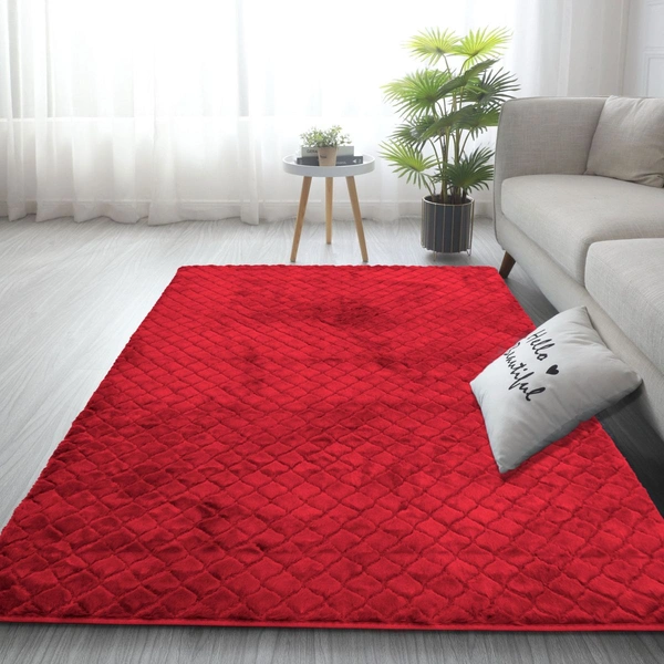 Luxe Home International Luxe Home Carpet Austria Floor Rug Rabbit Fur 1000 GSM Living Room Foot Mats Anti Skid Water Absorbent Easy Machine Washable Rug ( Maroon , 3 Ft x 5 Ft , Pack of 1 ) - 3x5 Ft, Maroon