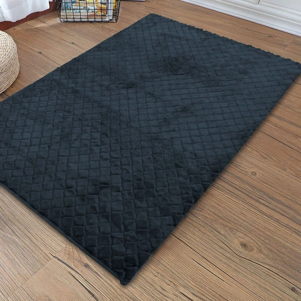 Luxe Home International Luxe Home Carpet Austria Floor Rug Rabbit Fur 1000 GSM Living Room Foot Mats Anti Skid Water Absorbent Easy Machine Washable Rug ( Anthra , 3 Ft x 5 Ft , Pack of 1 ) - 3x5 Ft, Anthra