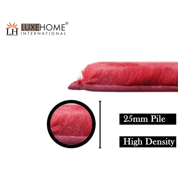 Luxe Home International Luxe Home Runner 1000 GSM Rebbit Fur Anti Skid Slip Water Absorbent Machine Washable and Quick Dry Auatria Rugs ( Maroon , 2 Ft x 5 Ft , Pack of 1 ) - 2x5 Ft, Maroon