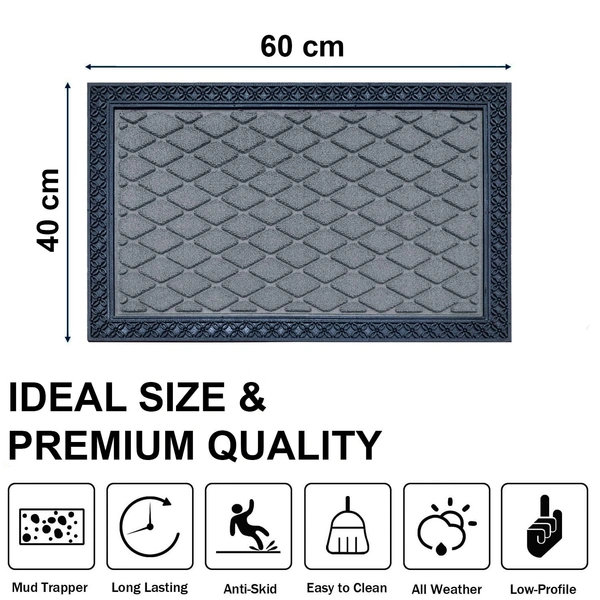 Luxe Home International Luxe Home Coir Door Mat Anti Slip Square Waterproof Doormat for Indoor and Outdoor (Silver, 40cm x 60cm) - 40x60 cm, Silver