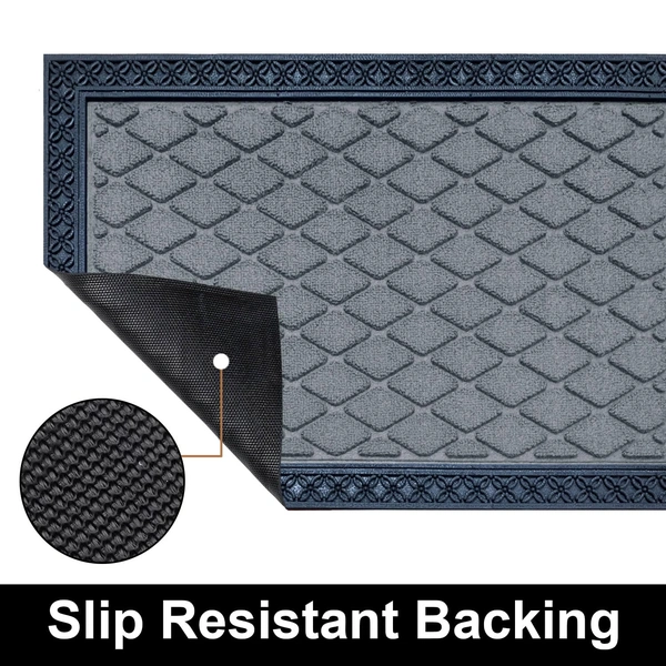 Luxe Home International Luxe Home Coir Door Mat Anti Slip Square Waterproof Doormat for Indoor and Outdoor (Silver, 40cm x 60cm) - 40x60 cm, Silver