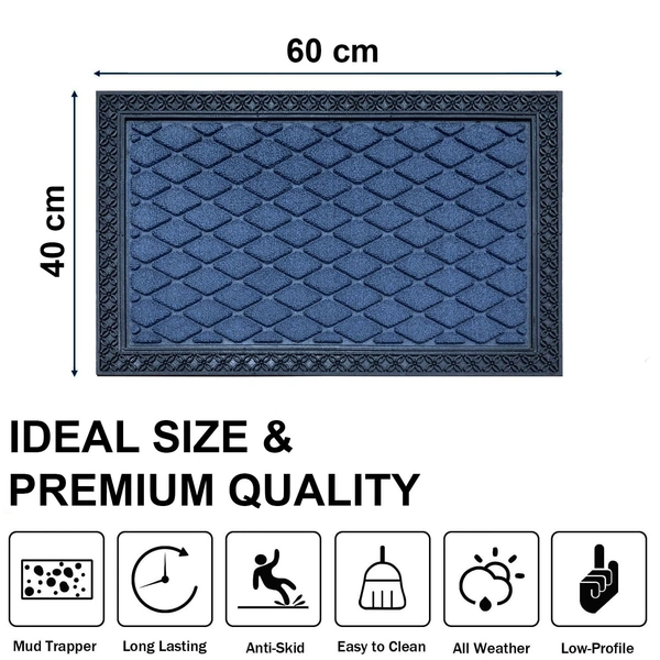 Luxe Home International Luxe Home Coir Door Mat Anti Slip Square Waterproof Doormat for Indoor and Outdoor (Blue, 40cm x 60cm) - 40x60 cm, Blue