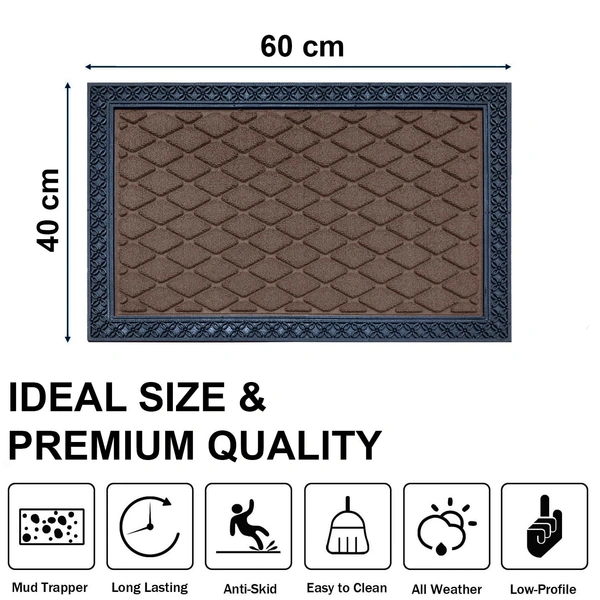 Luxe Home International Luxe Home Coir Door Mat Anti Slip Square Waterproof Doormat for Indoor and Outdoor (Brown, 40cm x 60cm) - 40x60 cm, Brown