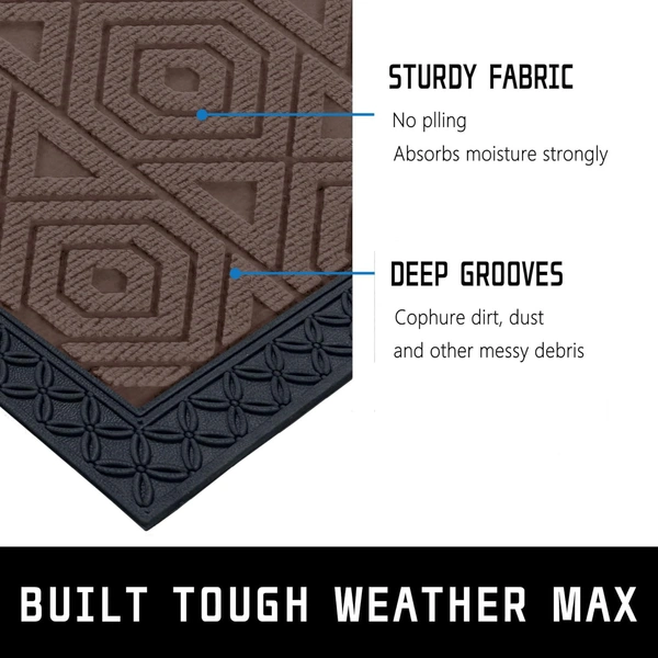 Luxe Home International Luxe Home Coir Door Mat Hexagon Anti Slip Waterproof Doormat for Indoor and Outdoor (Brown, 40cm x 60cm) - 40x60 cm, Brown