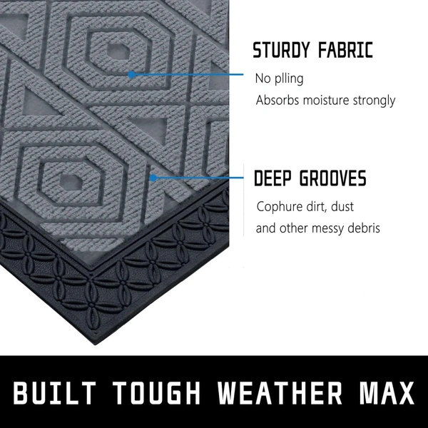 Luxe Home International Luxe Home Coir Door Mat Hexagon Anti Slip Waterproof Doormat for Indoor and Outdoor (Silver, 45cm x 75cm) - 45x75 cm, Silver