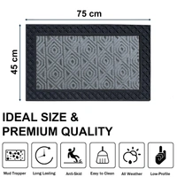 Luxe Home International Luxe Home Coir Door Mat Hexagon Anti Slip Waterproof Doormat for Indoor and Outdoor (Silver, 45cm x 75cm) - 45x75 cm, Silver