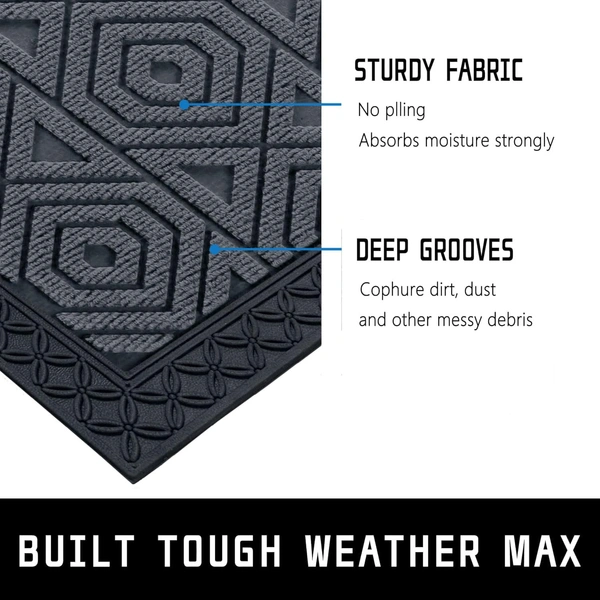 Luxe Home International Luxe Home Coir Door Mat Hexagon Anti Slip Waterproof Doormat for Indoor and Outdoor (Grey, 40cm x 60cm) - 40x60 cm, Grey