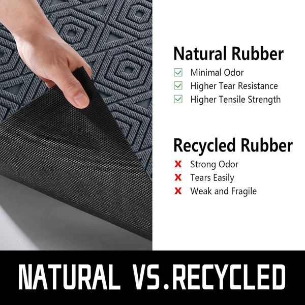 Luxe Home International Luxe Home Coir Door Mat Hexagon Anti Slip Waterproof Doormat for Indoor and Outdoor (Grey, 40cm x 60cm) - 40x60 cm, Grey