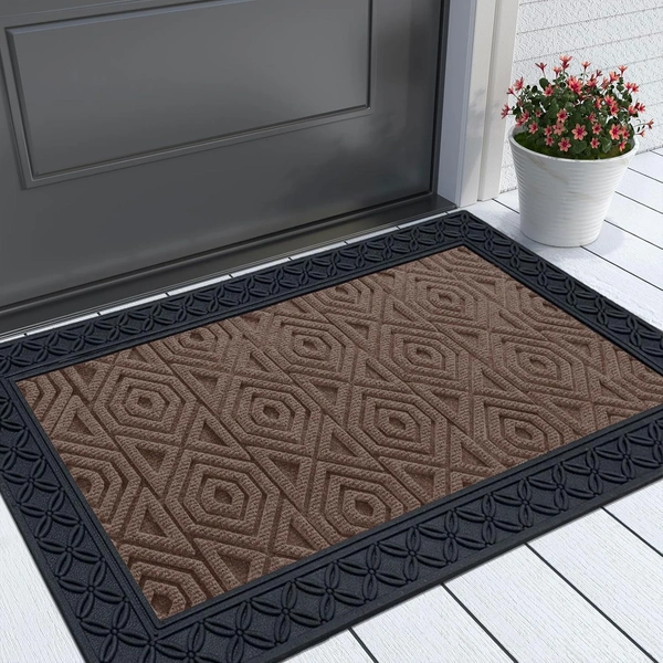 Luxe Home International Luxe Home Coir Door Mat Hexagon Anti Slip Waterproof Doormat for Indoor and Outdoor (Brown, 45cm x 75cm) - 45x75 cm, Brown