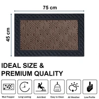 Luxe Home International Luxe Home Coir Door Mat Hexagon Anti Slip Waterproof Doormat for Indoor and Outdoor (Brown, 45cm x 75cm) - 45x75 cm, Brown