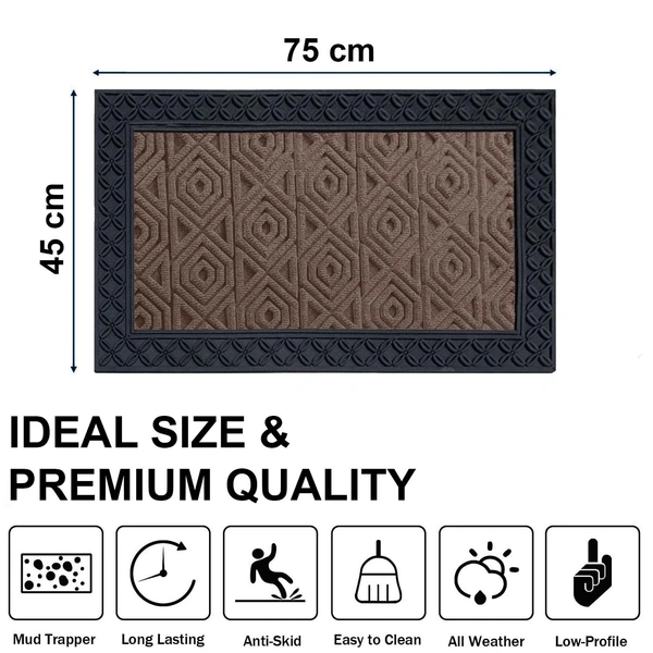 Luxe Home International Luxe Home Coir Door Mat Hexagon Anti Slip Waterproof Doormat for Indoor and Outdoor (Brown, 45cm x 75cm) - 45x75 cm, Brown